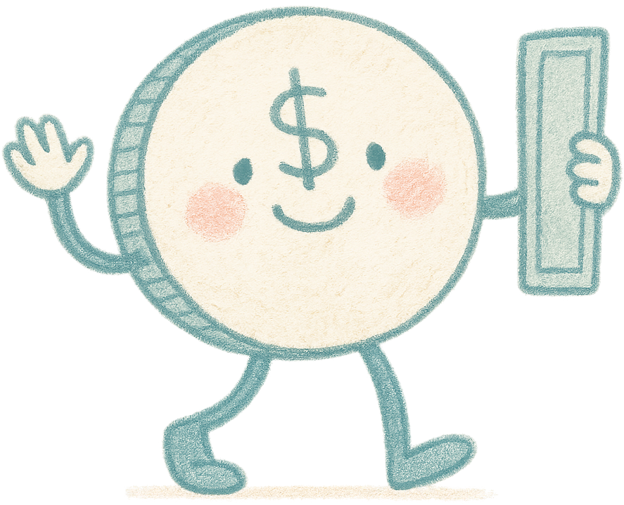 Smiling coin mascot